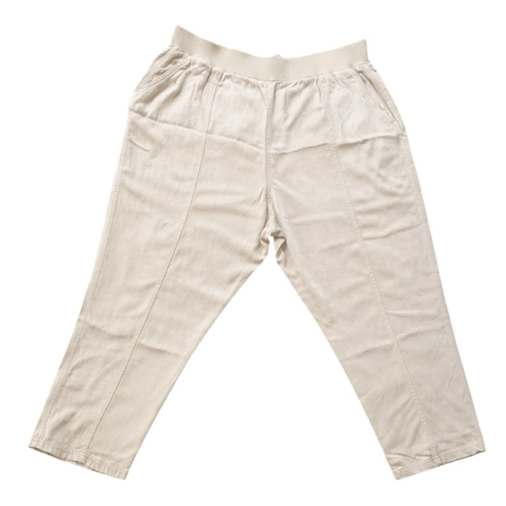 Sonoma Tapered‎ Crop Pants Womens 1X Beige Pull On Linen Blend New